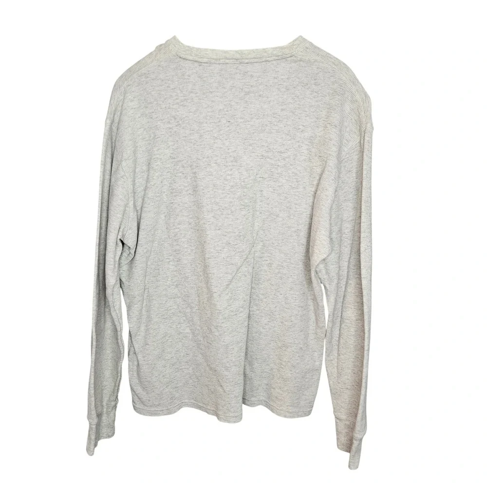 Polo Ralph Lauren Mens XL GrayCream Waffle Knit Thermal Long Sleeve Shirt Cotton